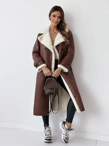 Luxury Faux Fur Long Trench Coat
