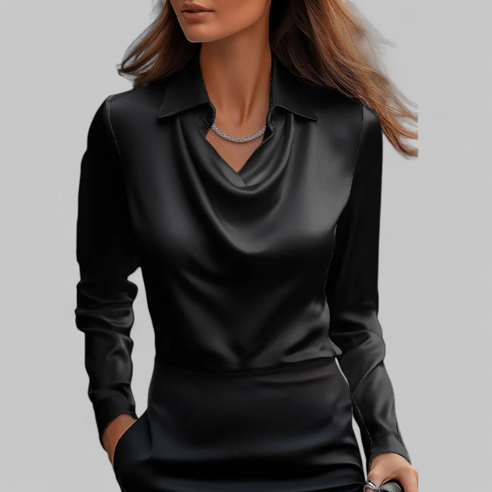Women's Classic V Neck Long Sleeve Blouse Shirt