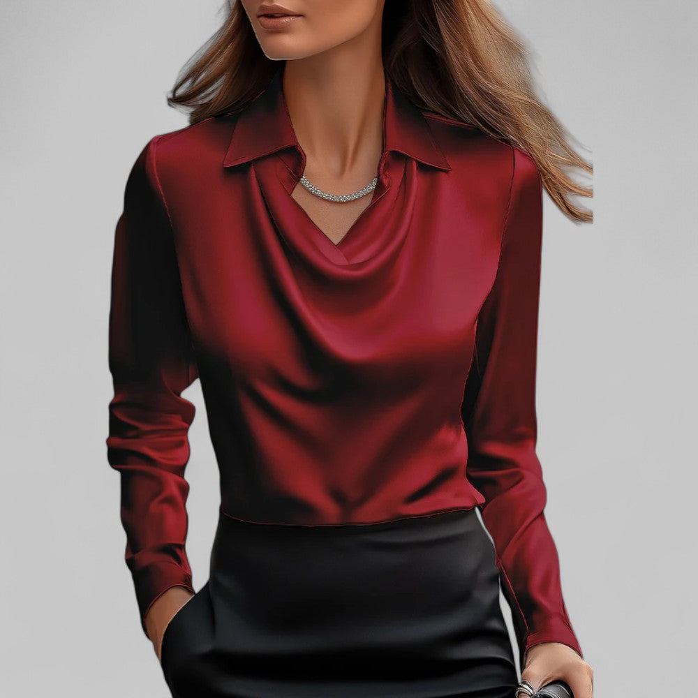 Women's Classic V Neck Long Sleeve Blouse Shirt
