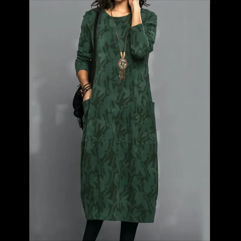 Women's Long Sleeve Dress with Side Pockets
