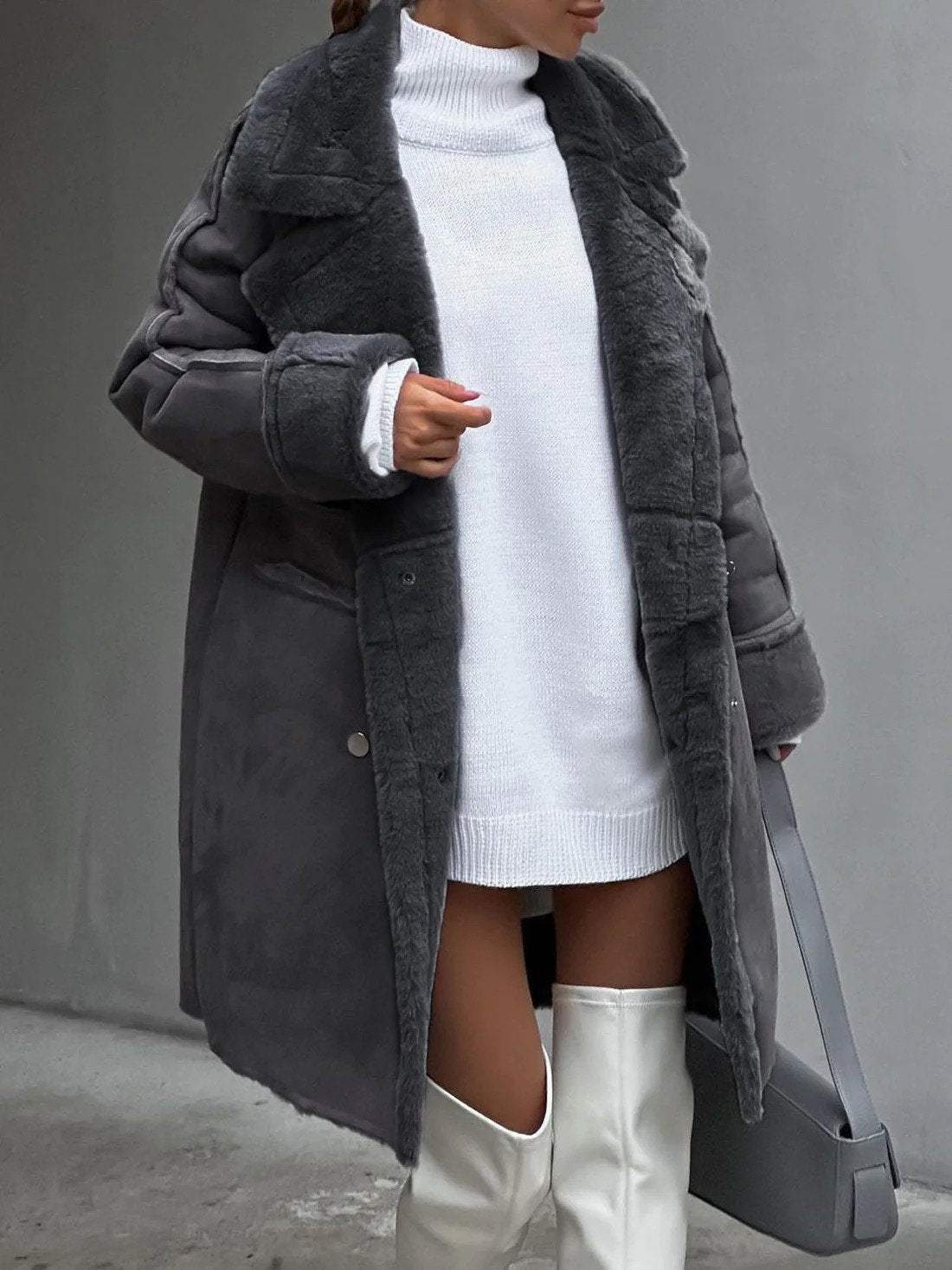 Luxury Suede Cardigan - Classic Women's Winter Coat