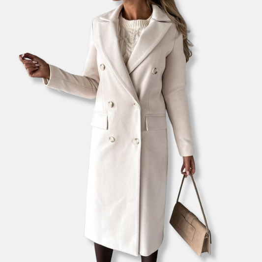 Timeless Ladies Wool Double Button Coat - OutfitLondon