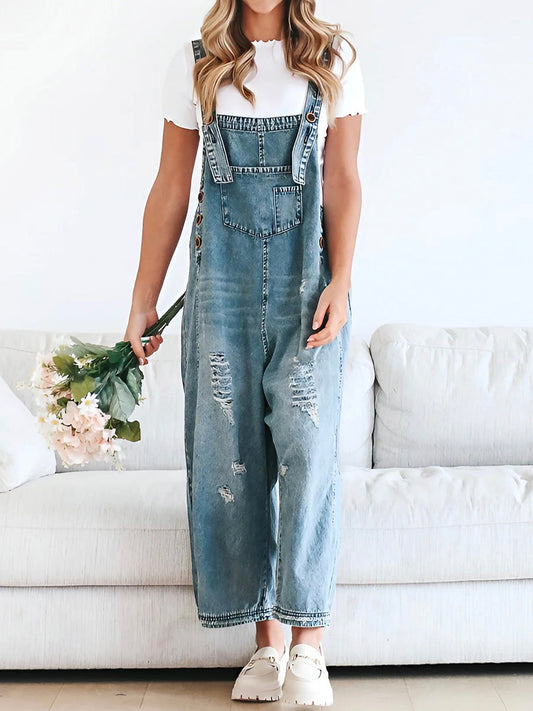 Women's Casual Loose Fit Denim Dungarees