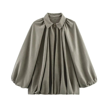 Women's Casual Padded Bomber Jacket with Zip Front - OutfitLondon