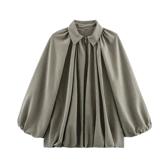 Women's Casual Padded Bomber Jacket with Zip Front - OutfitLondon
