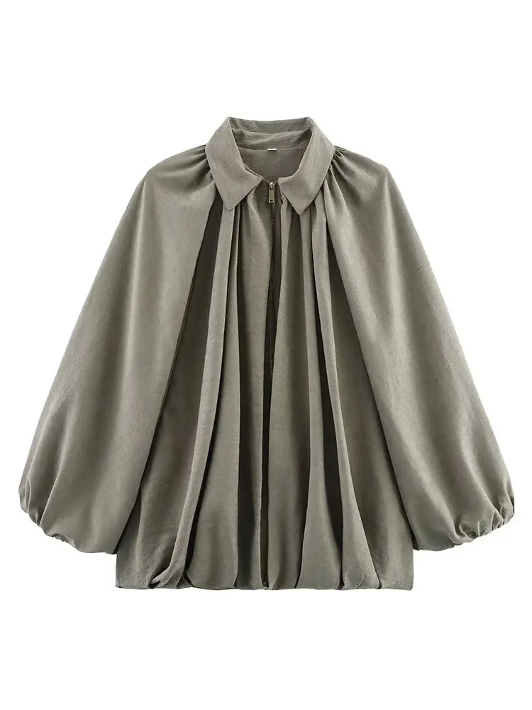 Women's Casual Padded Bomber Jacket with Zip Front