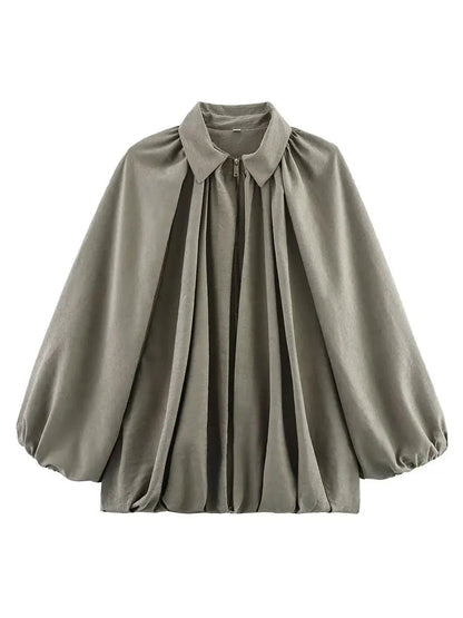 Women's Casual Padded Bomber Jacket with Zip Front