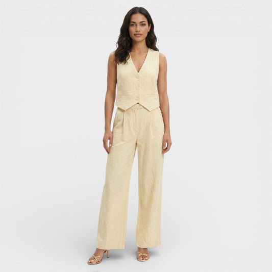 Women's Casual Cotton Loungewear Vest and Wide Leg Pants Set