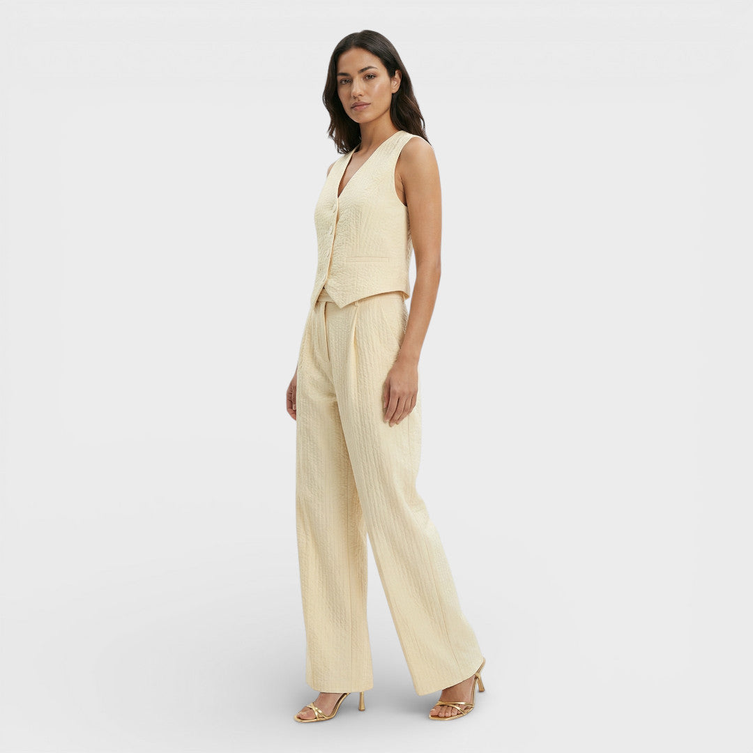 Women's Casual Cotton Loungewear Vest and Wide Leg Pants Set