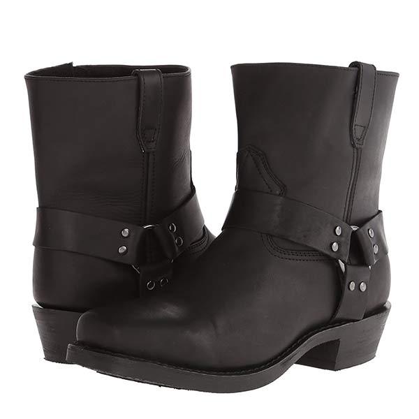 Tough Black Biker Boots with Buckle Detail for Women