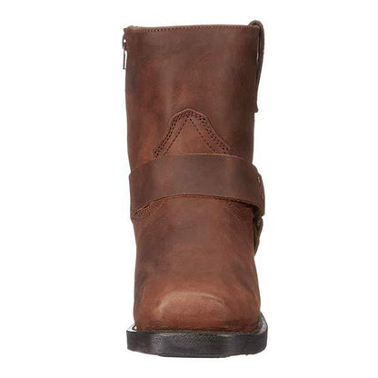 Tough Black Biker Boots with Buckle Detail for Women