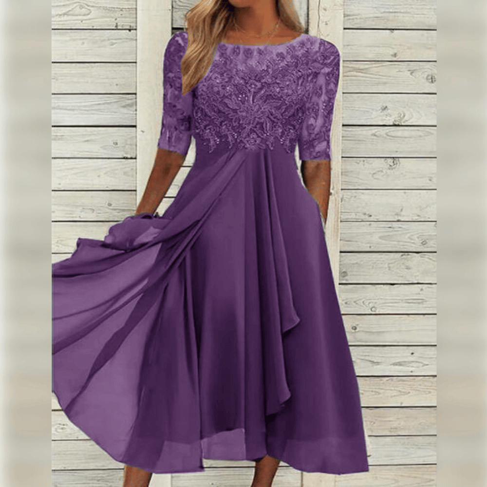 Beautiful Lace Mid Length Summer Dress - OutfitLondon
