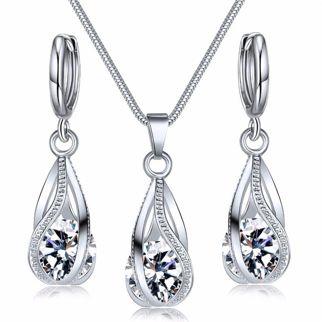 Icy Blue Crystal Necklace Set