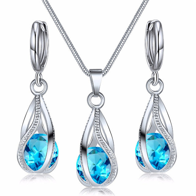 Icy Blue Crystal Necklace Set