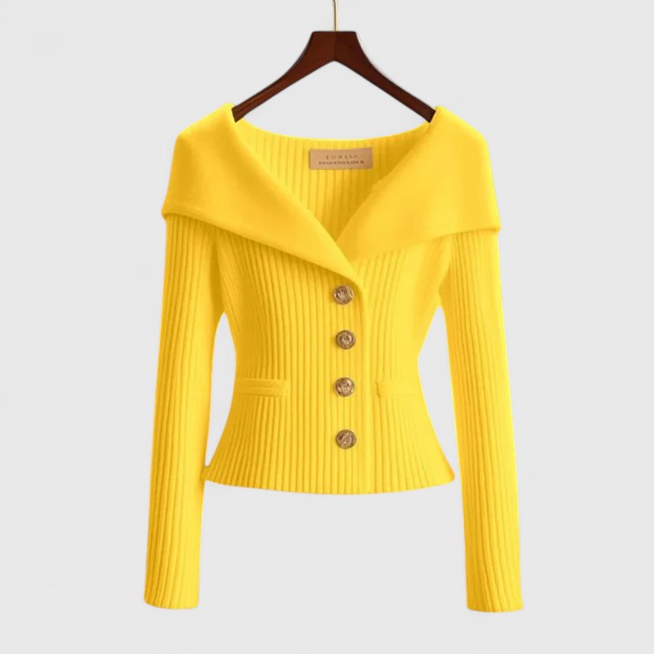 Ladies' Drop Shoulder Knit Button Sweater - OutfitLondon