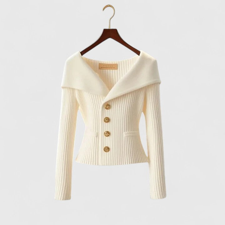 Ladies' Drop Shoulder Knit Button Sweater