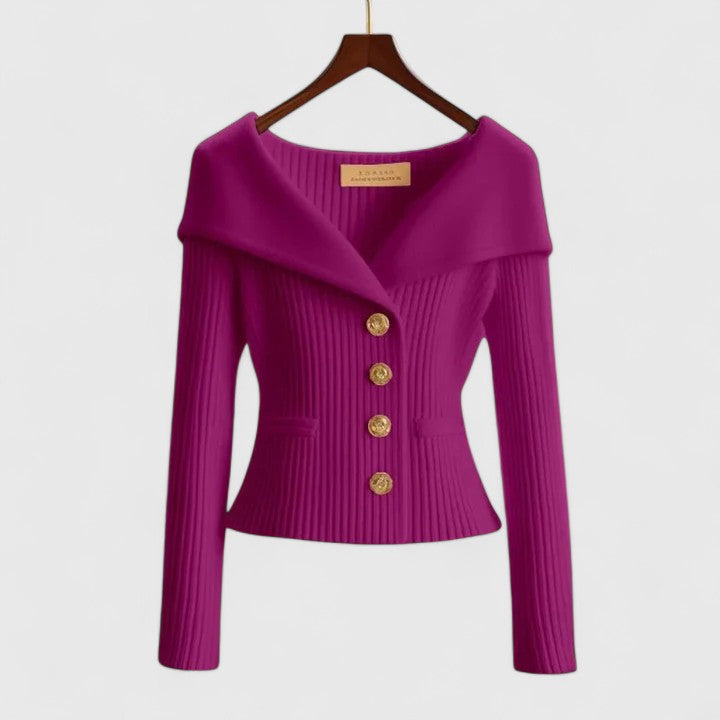 Ladies' Drop Shoulder Knit Button Sweater