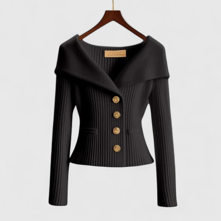 Ladies' Drop Shoulder Knit Button Sweater