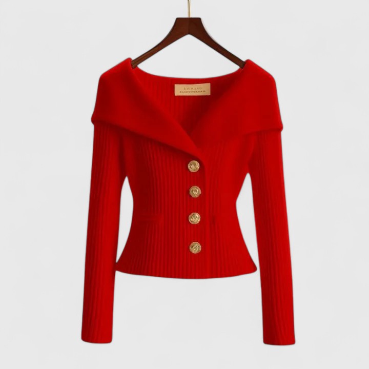 Ladies' Drop Shoulder Knit Button Sweater