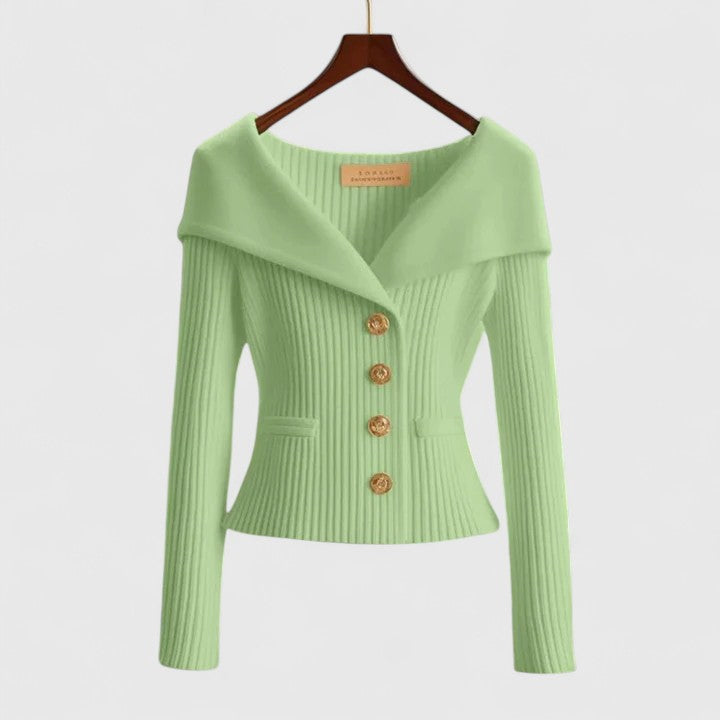 Ladies' Drop Shoulder Knit Button Sweater