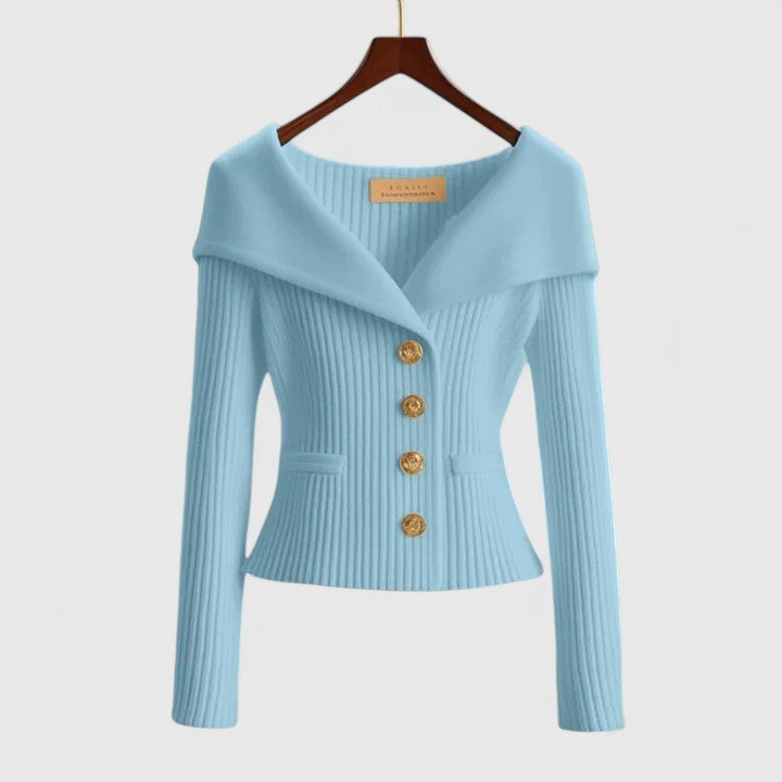 Ladies' Drop Shoulder Knit Button Sweater