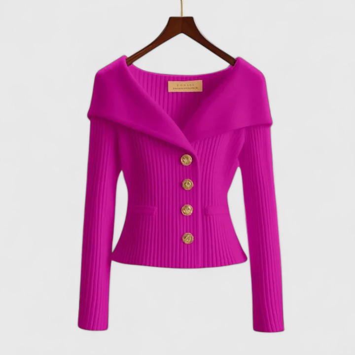 Ladies' Drop Shoulder Knit Button Sweater