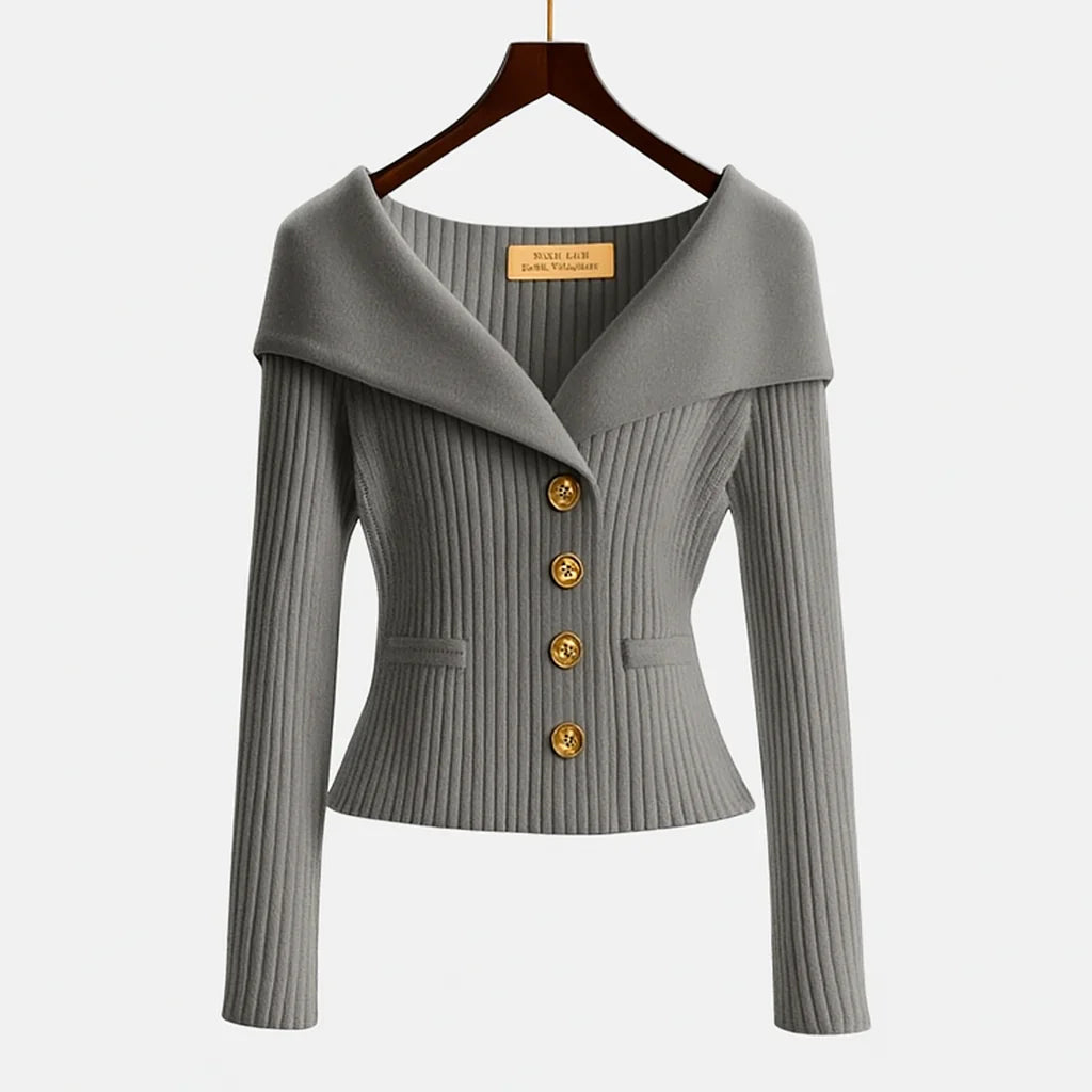 Ladies' Drop Shoulder Knit Button Sweater