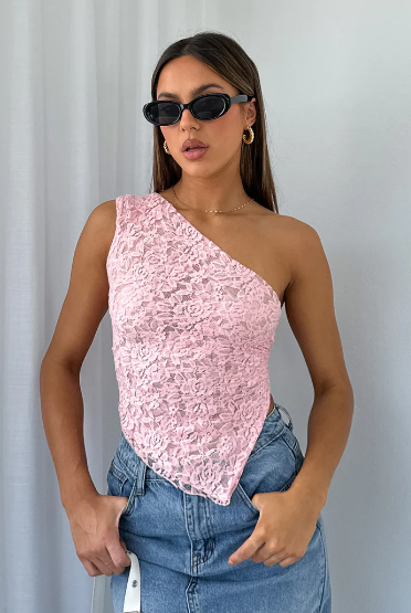 Women's Elegant Lace One Shoulder Asymmetrical Top