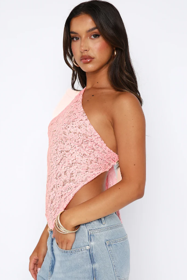 Women's Elegant Lace One Shoulder Asymmetrical Top