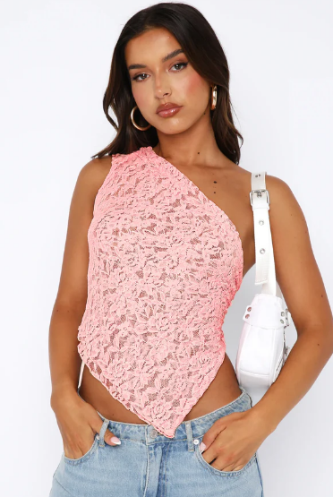Women's Elegant Lace One Shoulder Asymmetrical Top