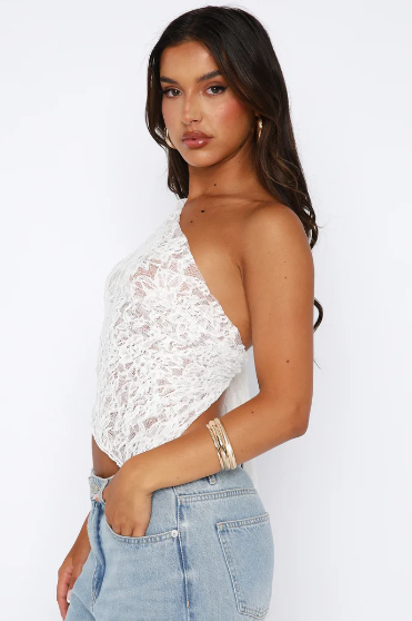 Women's Elegant Lace One Shoulder Asymmetrical Top