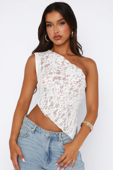 Women's Elegant Lace One Shoulder Asymmetrical Top