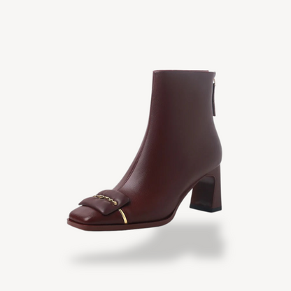 Vintage Style Leather Buckle Ankle Boots