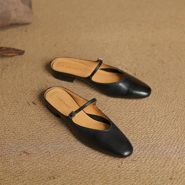Real Leather Comfort Mule Shoes - OutfitLondon