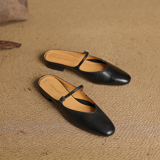 Real Leather Comfort Mule Shoes - OutfitLondon