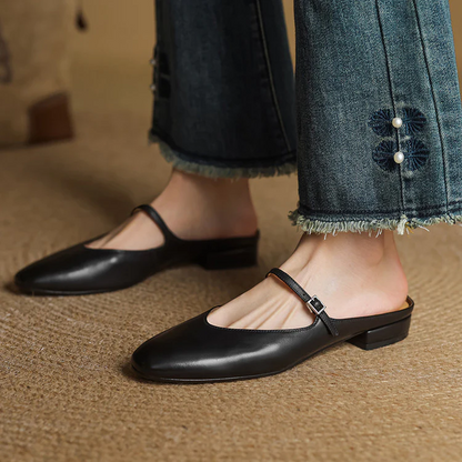Real Leather Comfort Mule Shoes