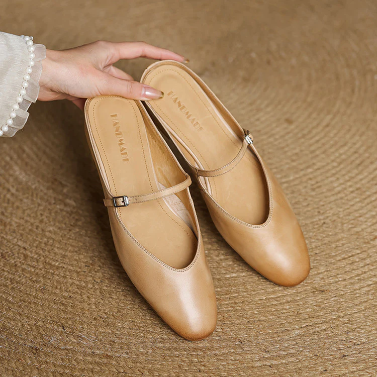 Real Leather Comfort Mule Shoes