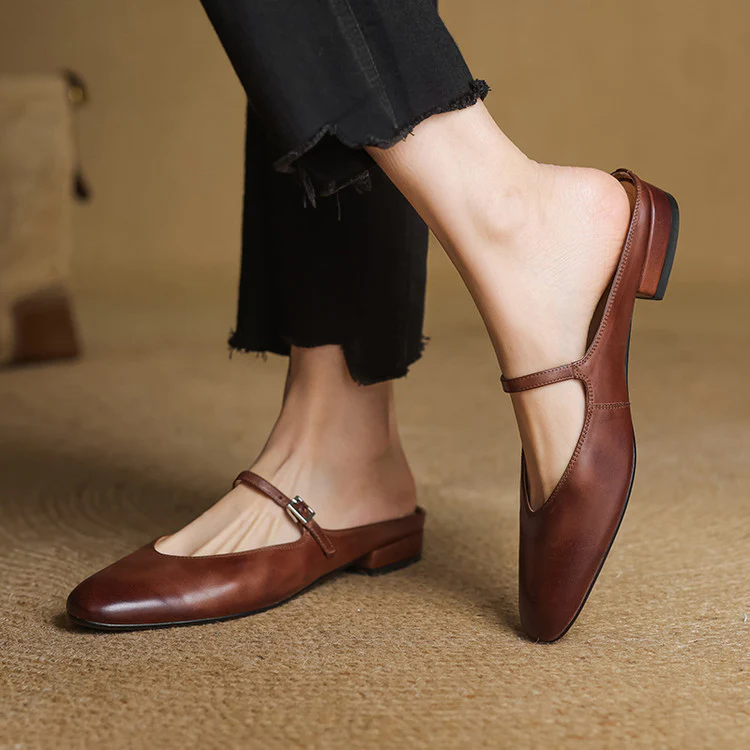 Real Leather Comfort Mule Shoes