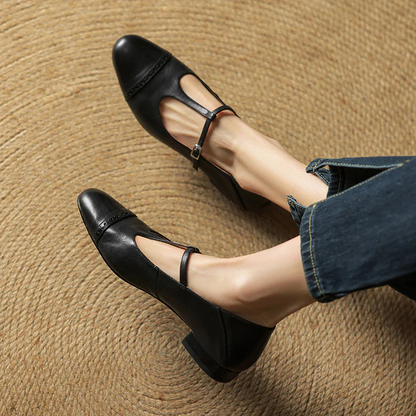 Classic Elegant Buckle Leather Flat Shoes