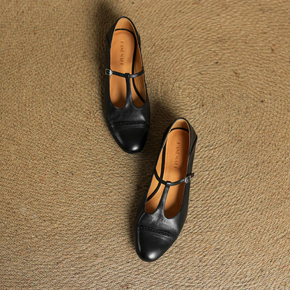Classic Elegant Buckle Leather Flat Shoes