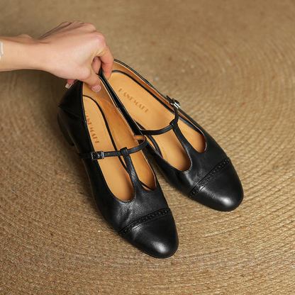 Classic Elegant Buckle Leather Flat Shoes