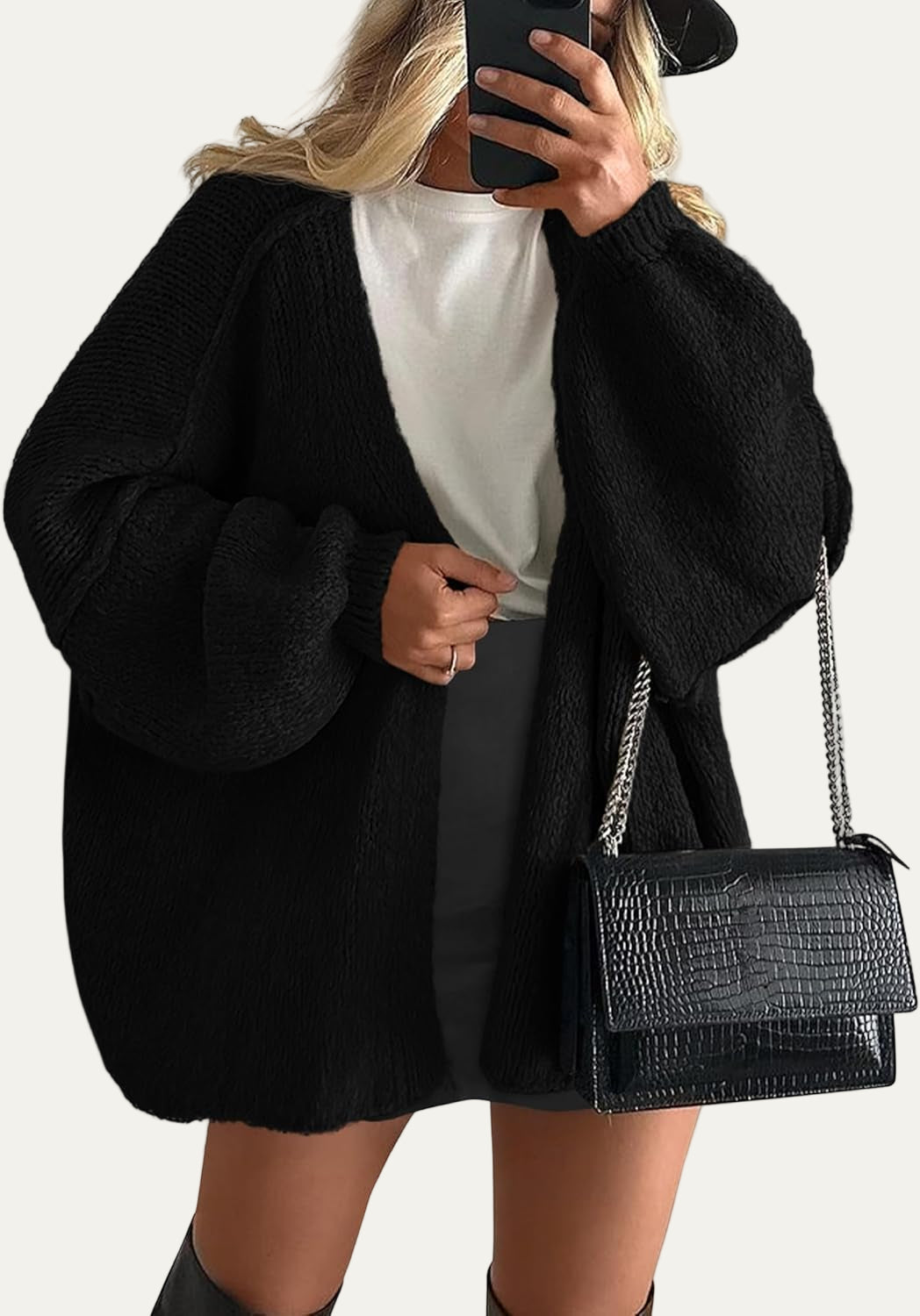 Women's Oversized Cable Knit Sweater Cardigan