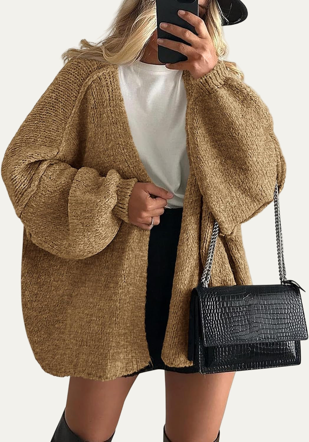 Women's Oversized Cable Knit Sweater Cardigan
