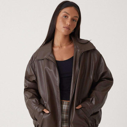 Comfortable Women's Genuine Leather Jacket - OutfitLondon