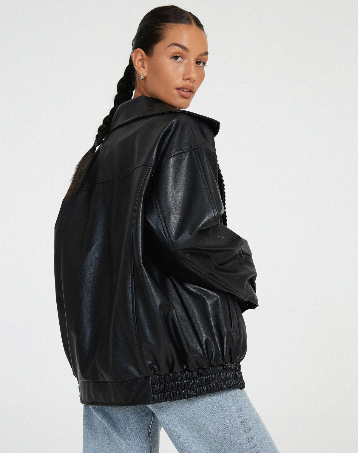 Women's Oversized Leather Biker Jacket