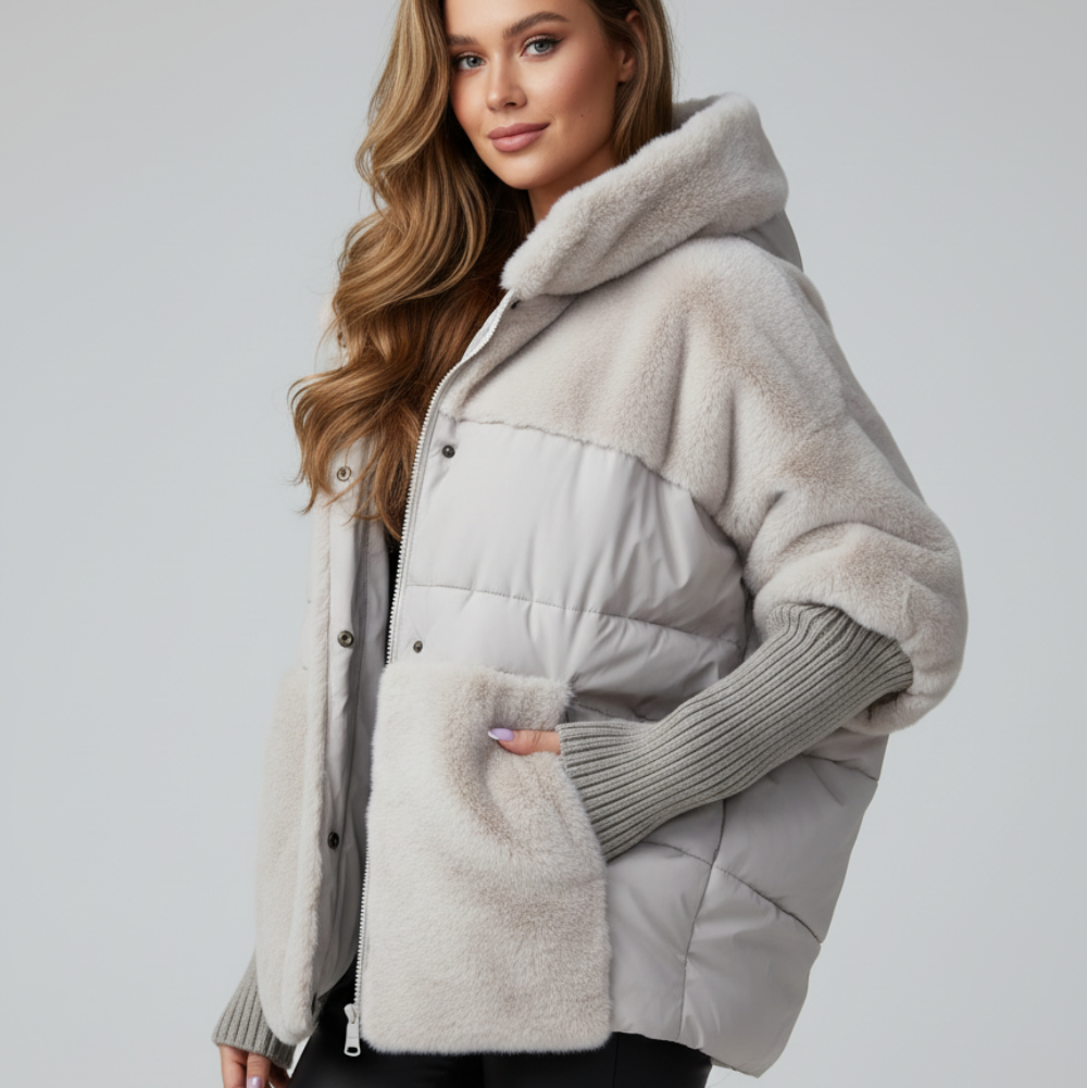 Warm Women's Long Down Parka Coat with Hood - OutfitLondon