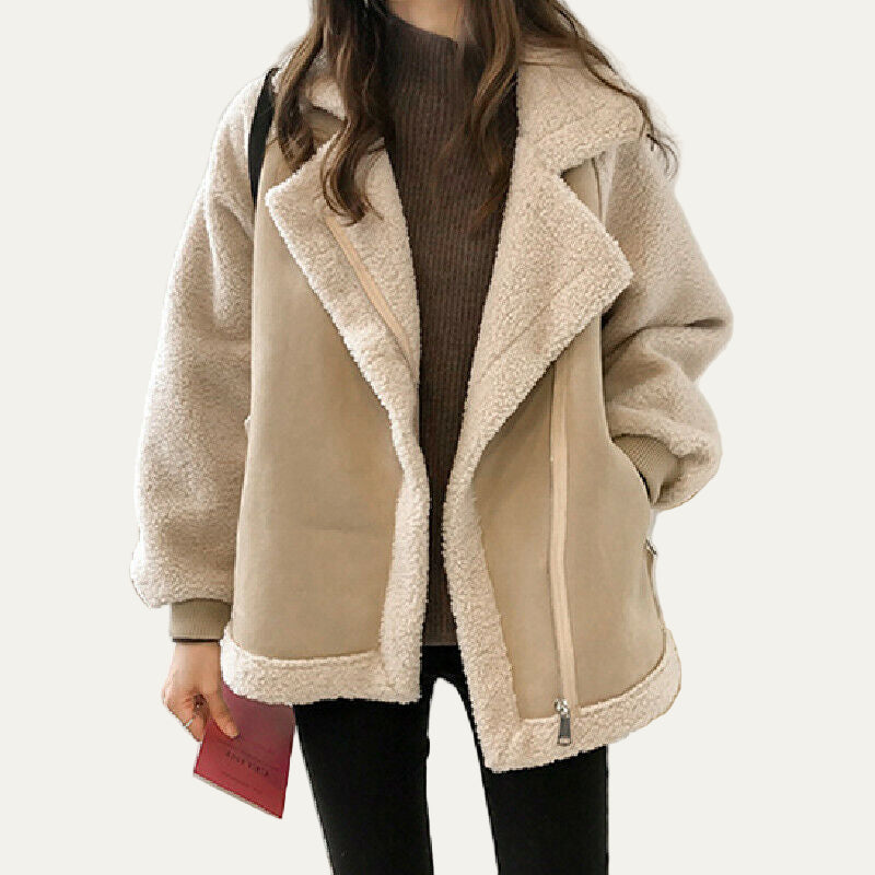 Soft Faux Fur Leather Aviator Coat - OutfitLondon