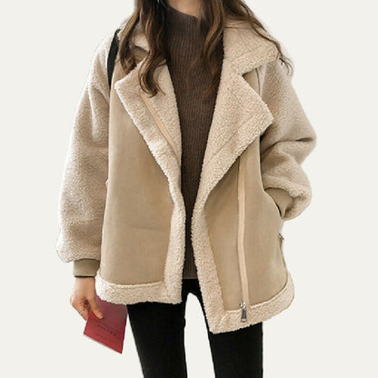 Soft Faux Fur Leather Aviator Coat - OutfitLondon