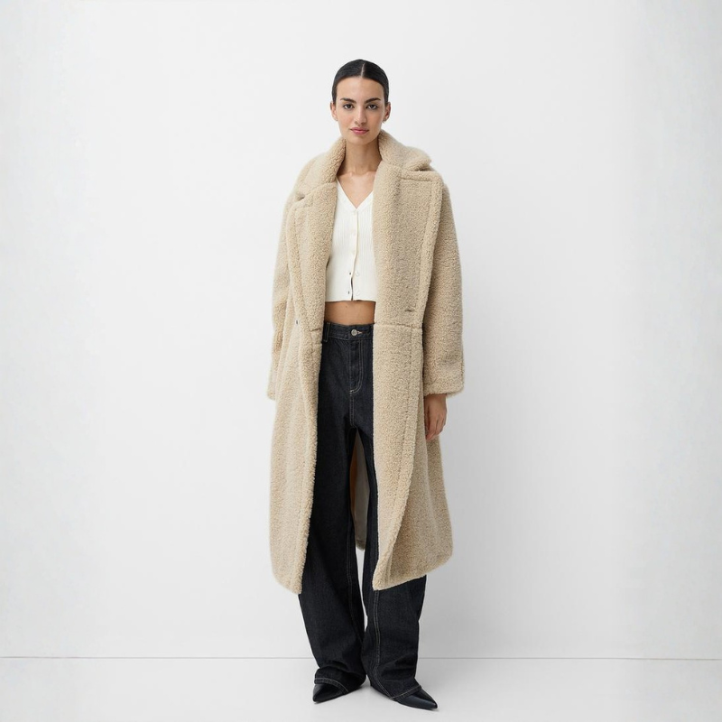 Warm Women's Faux Fur Double Breasted Coat