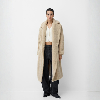 Warm Women's Faux Fur Double Breasted Coat